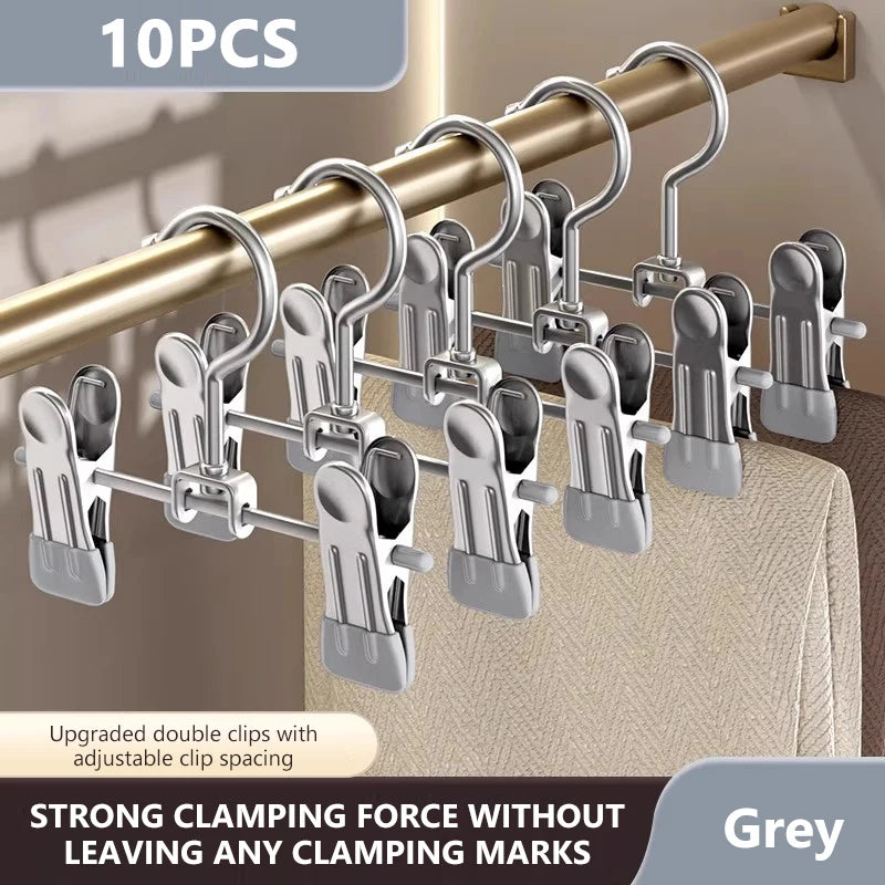 Stainless Steel Multi-Functional Clothes Hanger Clips – Wardrobe Organizer