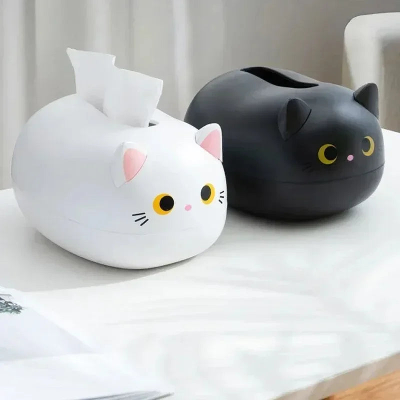 Livingroom Napkin Storage Box Kawaii Cat Tissue Box Kitchen Paper Container Desktop Toilet Paper Holder for Bathroom Dormitory