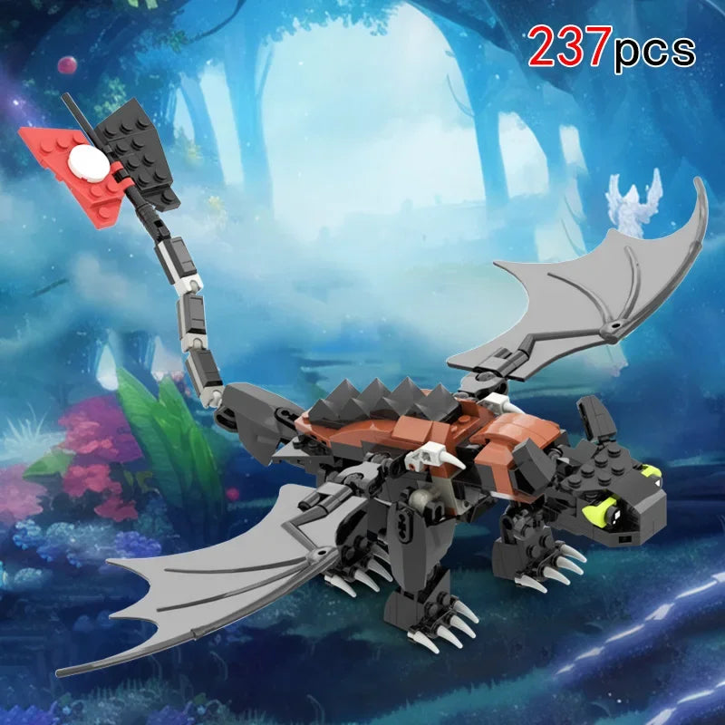 MOC Movie Train Dragon Figure Bricks Construction Toys For Boy Toothless Night Furied Dragon Building Blocks For Children Toys
