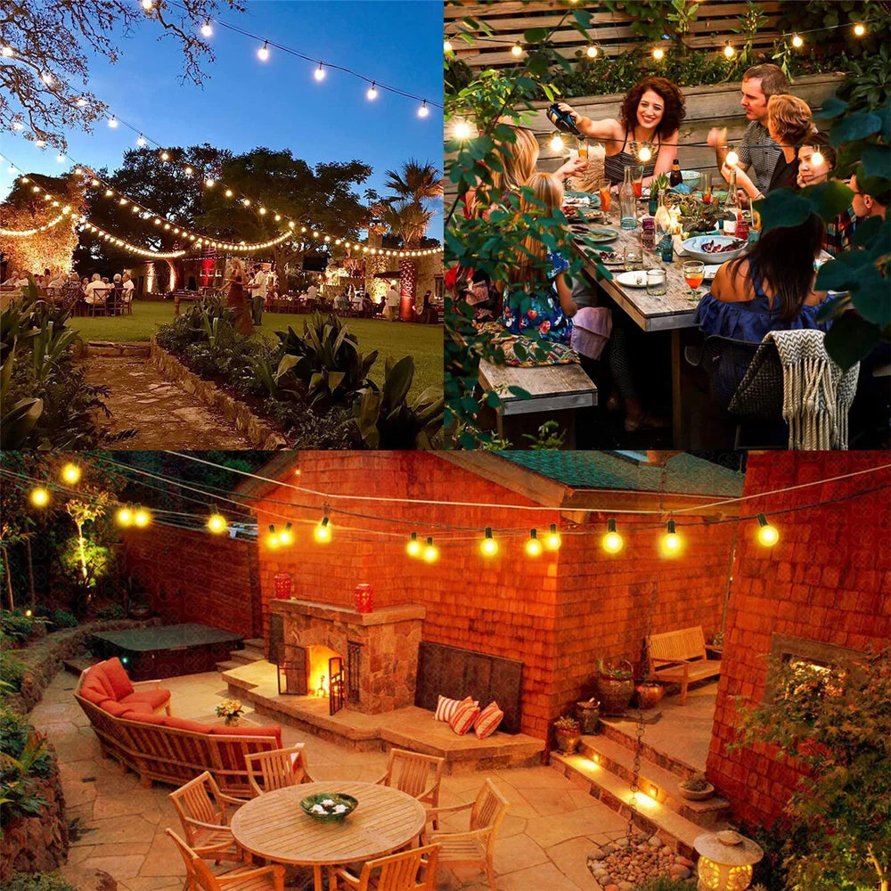S14 Outdoor Lights DIY String Lights 3Modes Adjustable Remote Control Lights Bulbs for Patio Garden Outside Backyard Christmas