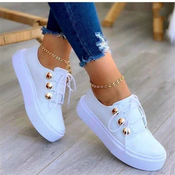 Women’s Platform Lace-Up Sneakers Non-Slip Casual Shoes