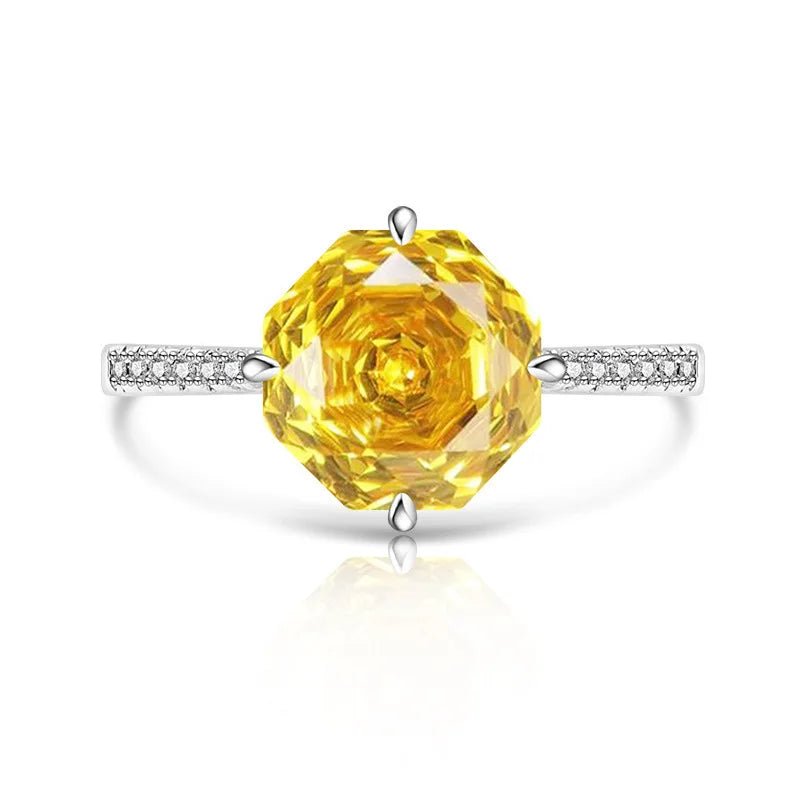 925 Sterling Silver Sweet Simple Octagon Millennium Rose Cut Zircon Ring Birthday Party Anniversary Wedding Gift