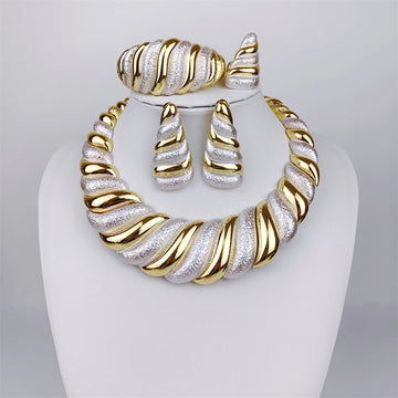 Dubai Gold Plated Jewelry Sets For Women Surround Big Necklace Plate 18K Original For Wedding Banquet Parties Luxurious Jewelry