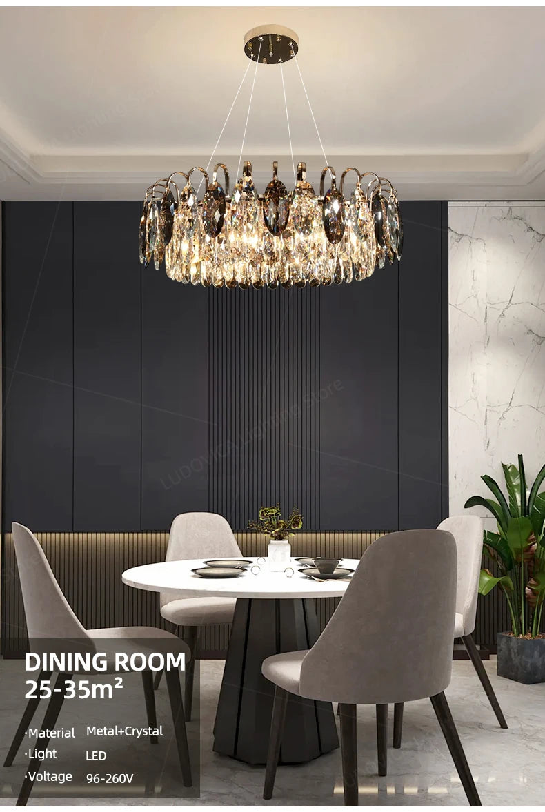 Modern Luxury Crystal Chandelier Living Room Kitchen Dining Room Chandelier Home Decoration LED Ceiling Chandelier