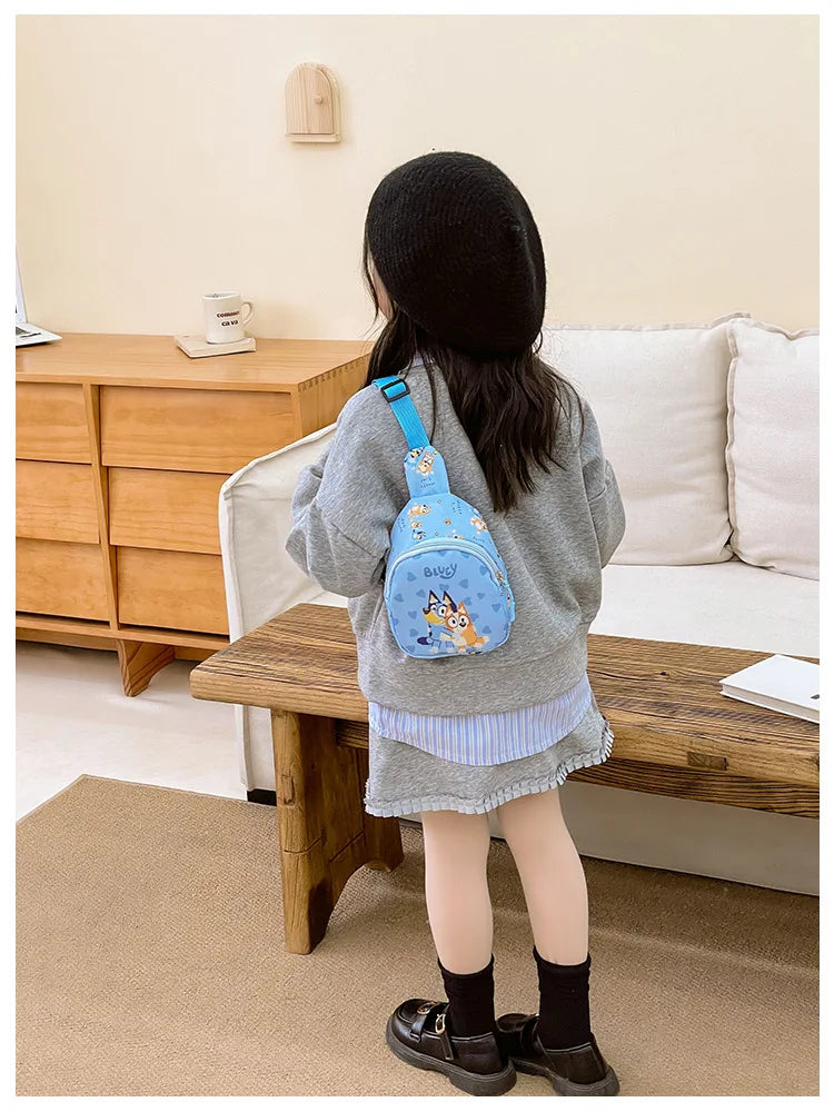 Bingo Friends Children's Bag Cute Bluey Family kids Chest Bag Kindergarten Cartoon Light Crossbody Bag Halloween Christmas gift