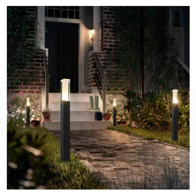 Waterproof LED Garden Lawn Lamp Modern Aluminum Pillar Light for Outdoor Courtyard Villa Landscape Bollard Lighting New Style