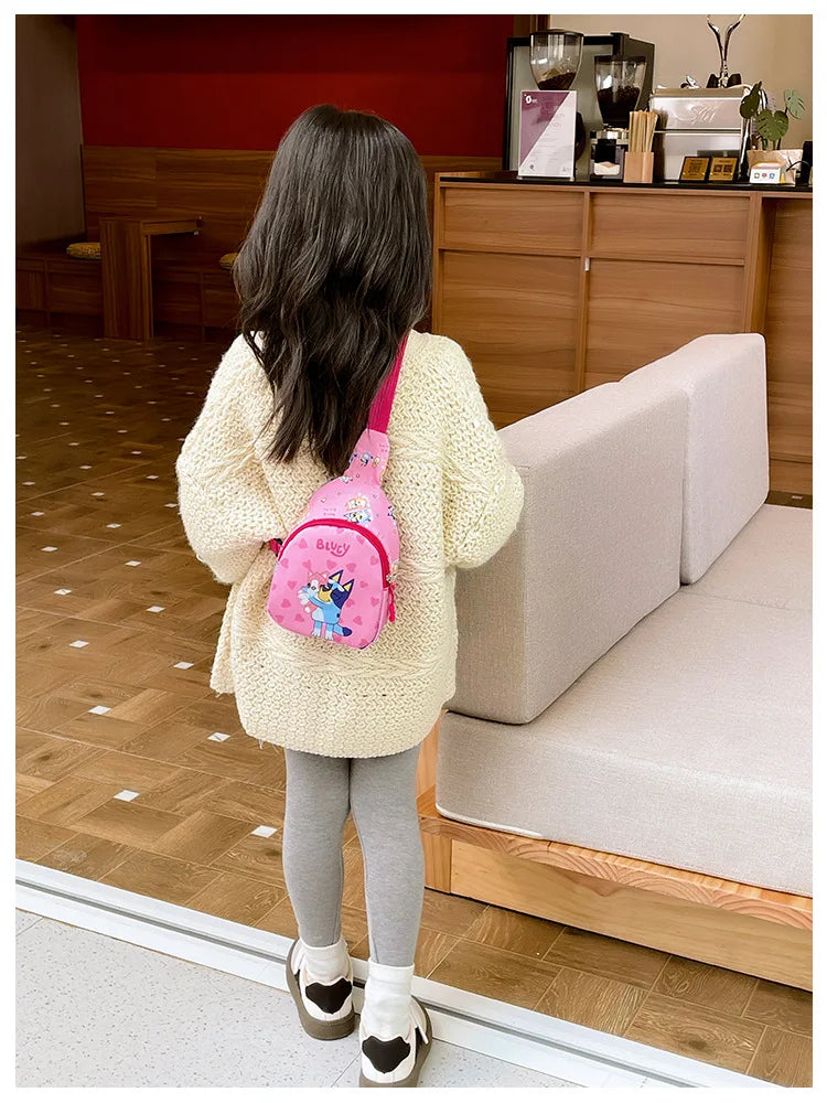 Bingo Friends Children's Bag Cute Bluey Family kids Chest Bag Kindergarten Cartoon Light Crossbody Bag Halloween Christmas gift