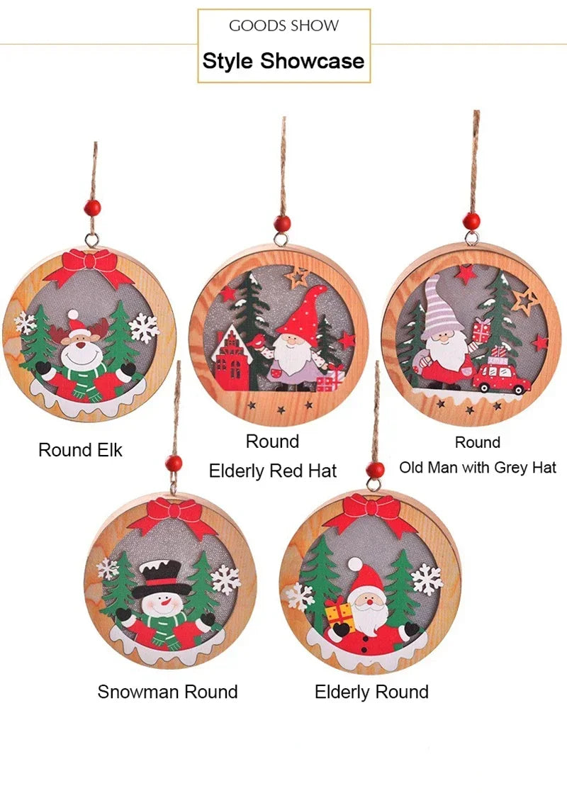 Christmas Decorations LED Night Light Luminous Christmas Tree Pendant Santa Claus Snowman Pendant Ornament Xmas Night Lights