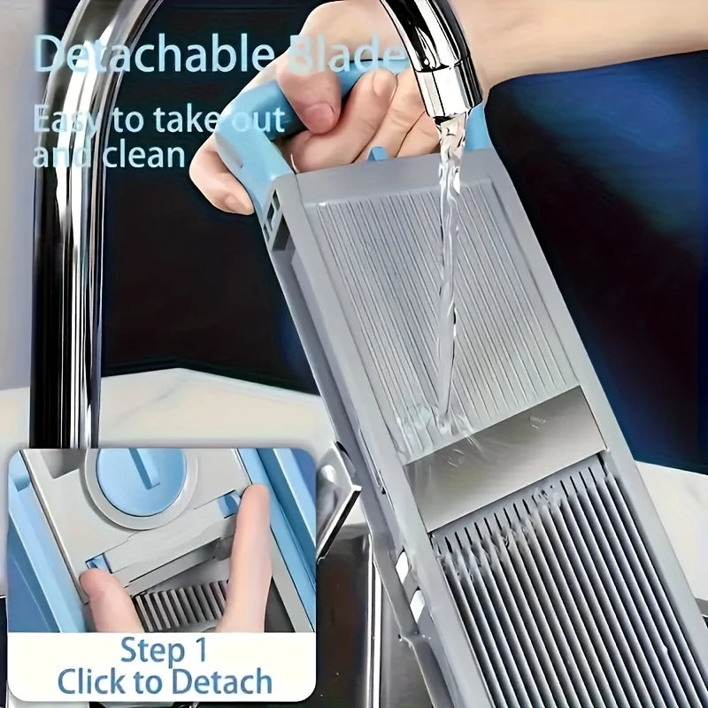 Safe Vegetable Slicer Adjustable Vegetable Chopper with 4 Modes Dicer, Julienne Kitchen Chopping Artifact (SkyBlue)