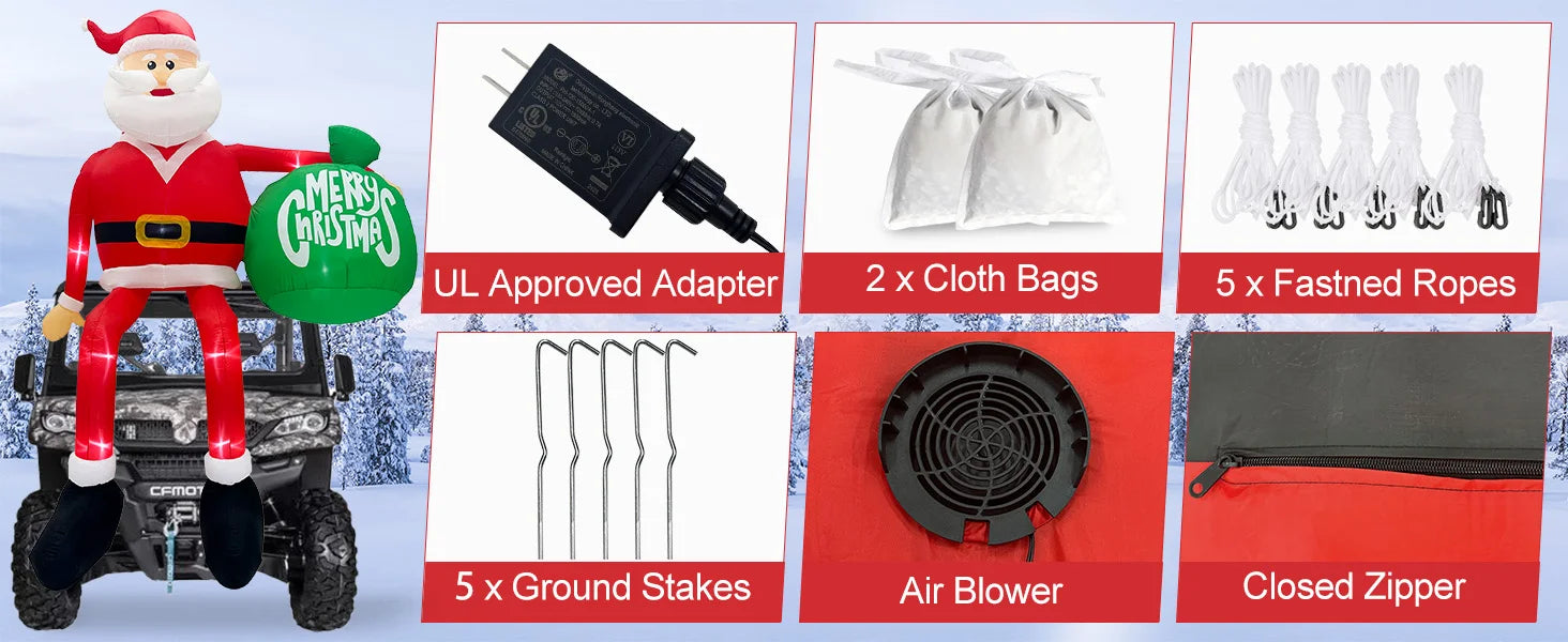 OurWarm 15FT Christmas Inflatable Outdoor Decor, Climbing Santa Giant Christmas inflatables Christmas Blow Ups with LED Lights