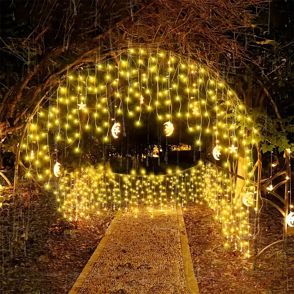 Solar Icicle Lights Wedding Decoration Fairy Lights String 8 Modes Outdoor Eaves Decoration For Christmas Party Garden Lighting
