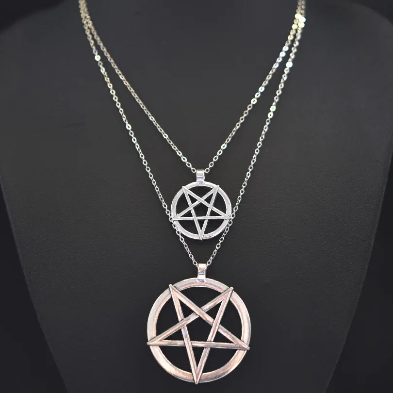 Goth Wicca Witch Pentacle Amulet Pentagram Pendant Women Necklaces Vintage Star Chain Collier For Men Kpop Gift Jewelry Making