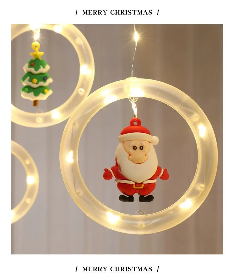 Christmas LED Strip Lights Room Garland LED Curtain Lamp USB Plug Christmas Decorations Lights for Bedroom Living Room Window