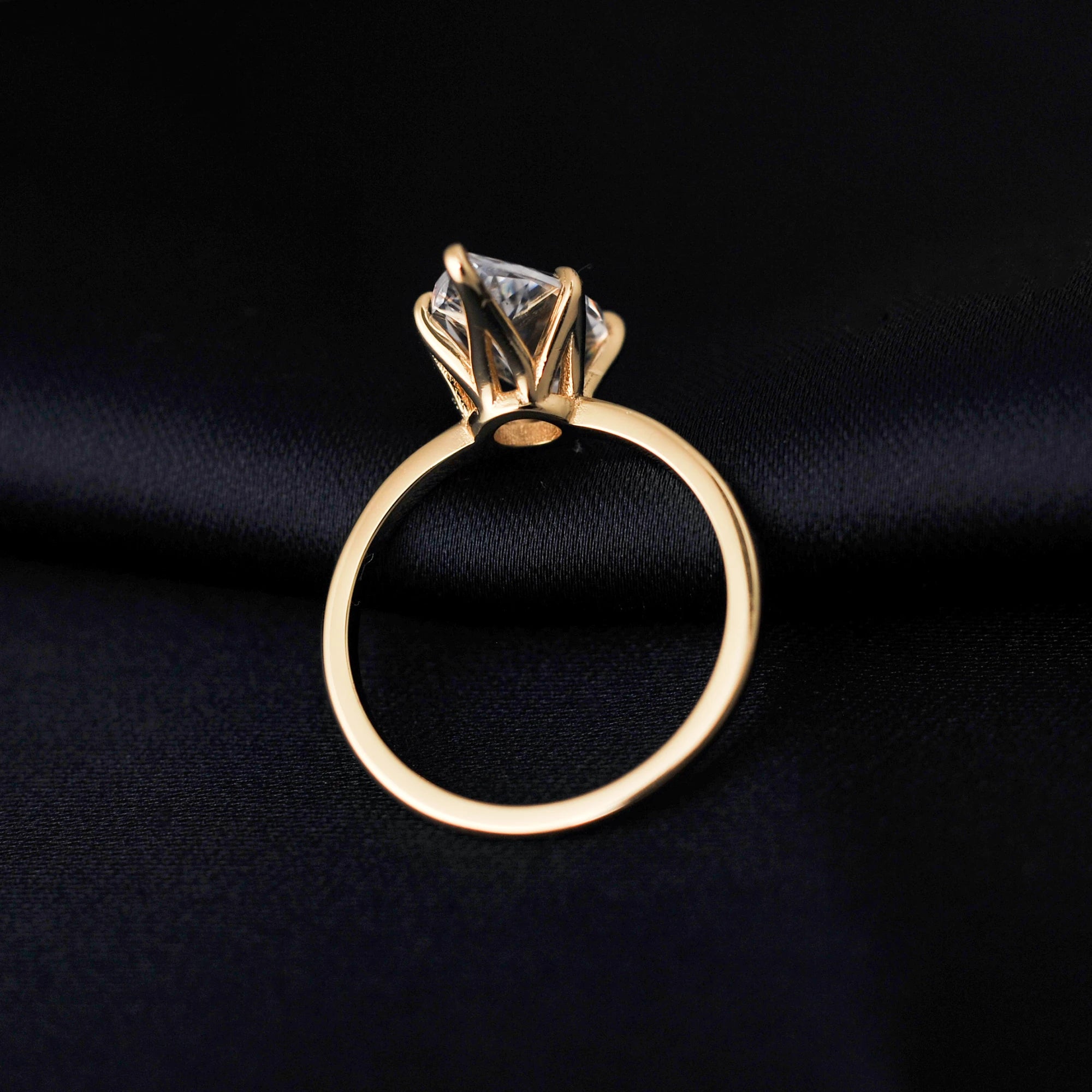 Potiy Vintage 9ct 5A Marquise Shape Cubic Zirconia Solitaire Engagement Ring For Women 925 Sterling Silver 14K Yellow Gold