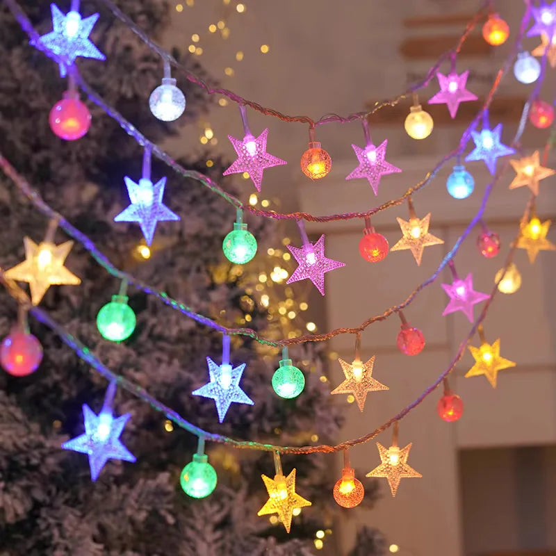 Led Christmas String Lights Snowflake Light Garland Decoration For Home 2025 Christmas Decorations Outdoor Garden Wedding Party
