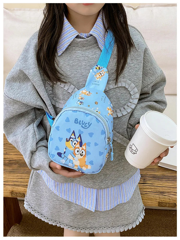 Bingo Friends Children's Bag Cute Bluey Family kids Chest Bag Kindergarten Cartoon Light Crossbody Bag Halloween Christmas gift