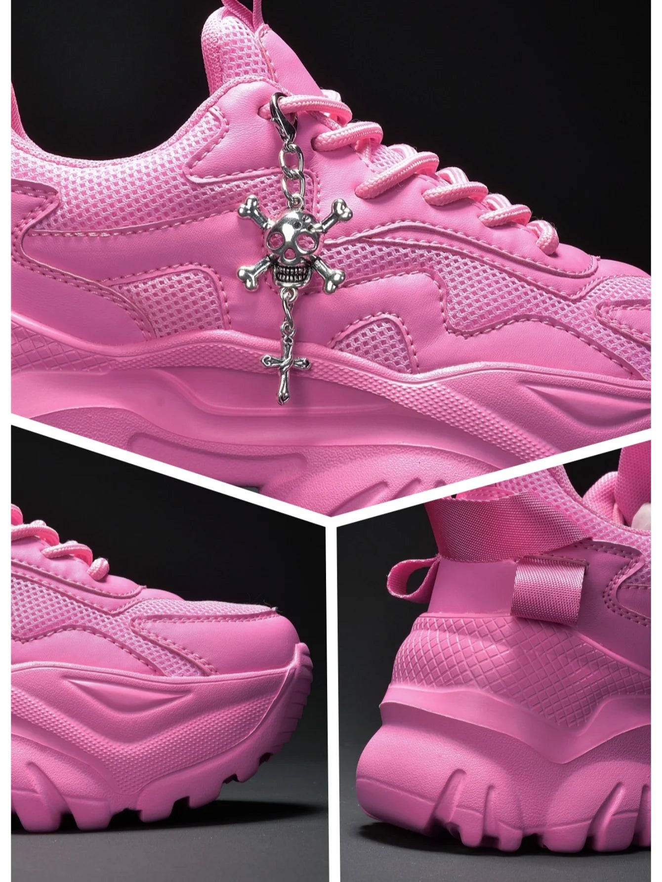 Women’s White Platform Sneakers – Punk Style Lace-Up Shoes