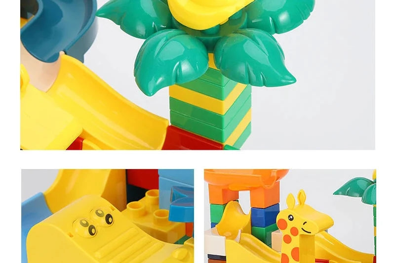 Marble Run Building Blocks Large Dinosaur Animals Slide Track Race Game Big Bricks STEM Educational Construction Toy Kids Gift