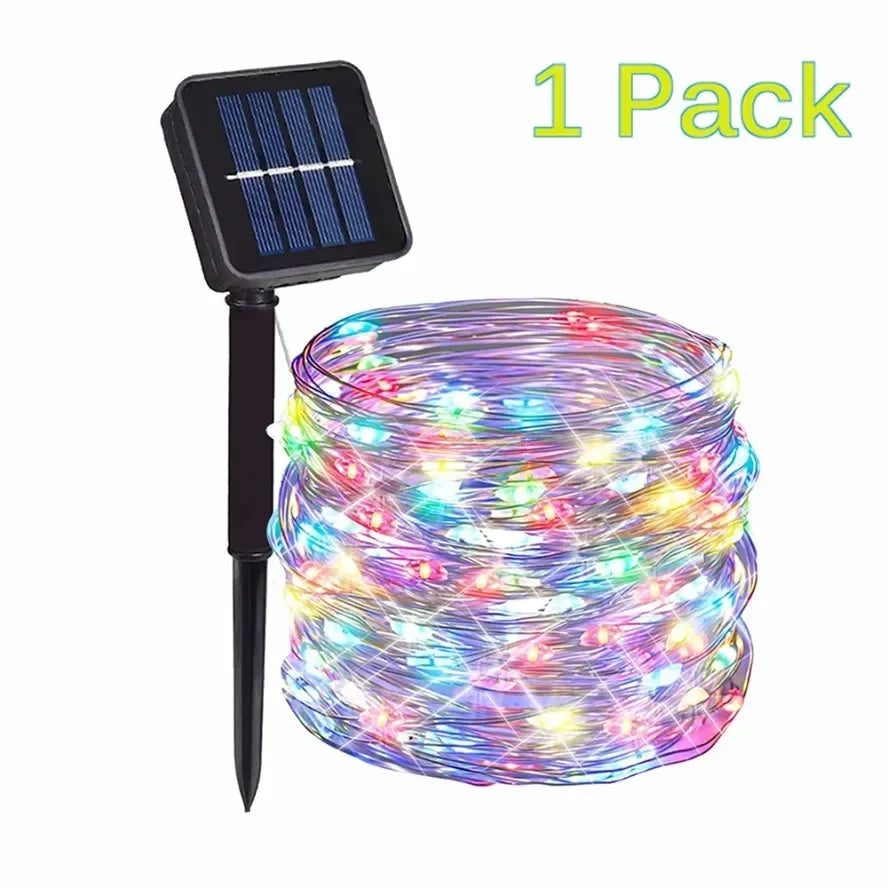 7M~42M Solar Power Fairy String Lights, Waterproof, Copper Wire, Christmas Party Garland, Outdoor Garden, Wedding