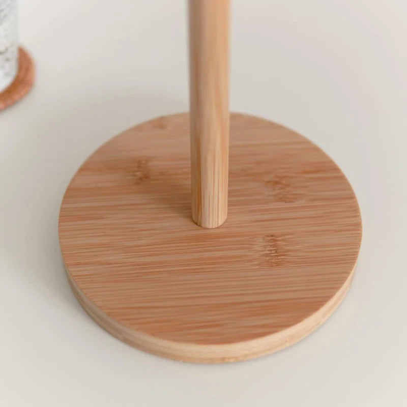 Kitchen Wooden Roll Paper Towel Holder Bathroom Tissue Vertical Stand Disposable Paper Pot Kitchen Toilet Storage Accessories