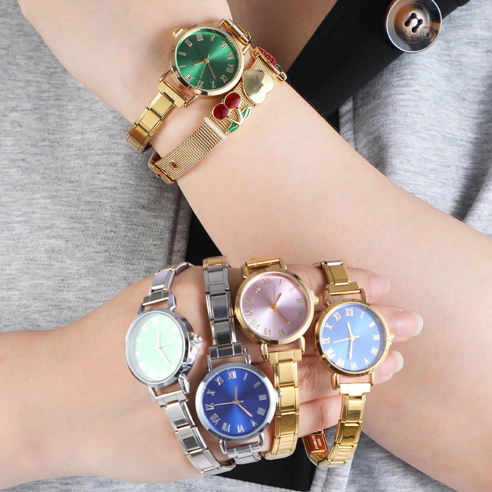 2025 New Fashion 1PC Men Women's Stainless Steel Round Simple Watch Bracelet Bangle For Friend Wife Birthday Gift DIY Jewelry