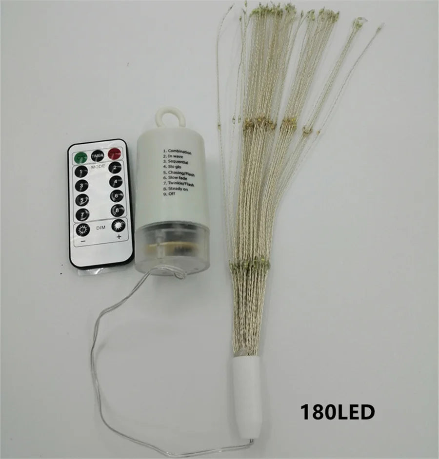 Christmas 200LEDs Firework Lights Hanging Starburst Garland Fairy String Lights Outdoor for Home Garden Courtyard Decor