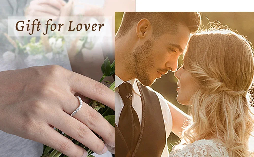 LinkerLove Moissanite Ring Diamond Curve Wedding Band 925 Sterling Silver Couple Engagement Ring Trend Fine Jewelry Gift for Her