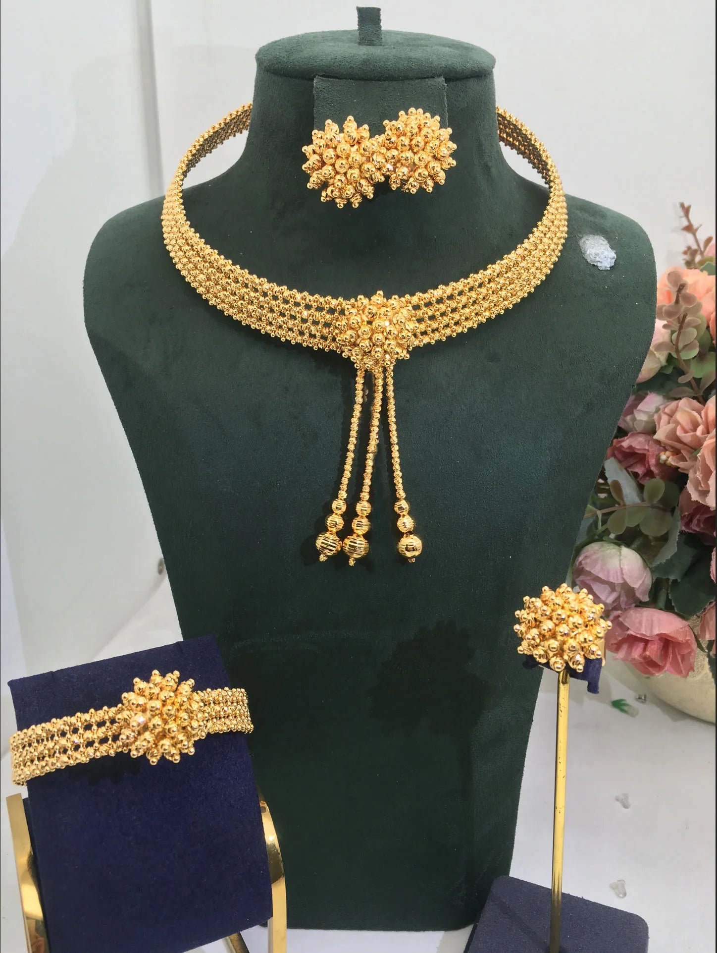 ACCKINGTrendy Fashion2 PCS Luxury Waterdrop Indian Jewelry Sets For Women Wedding Party Indian Dubai Bridal jewelry Set