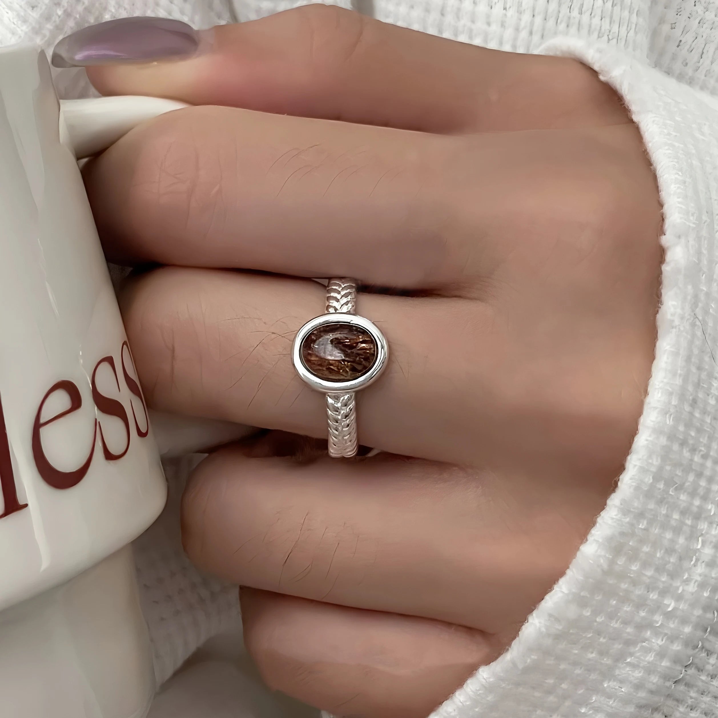 PANJBJ 925 Sterling Silver Geometry Crystal Ring For Women Ellipse Exaggerated Punk Water Drop Open Jewelry Gift Dropshipping