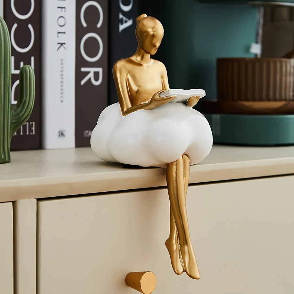 Cloud Girl Sculpture Abstract Art Figure Statue Modern Table Decoration Home Luxury Room Decor Aesthetic Design Figurine Crafts