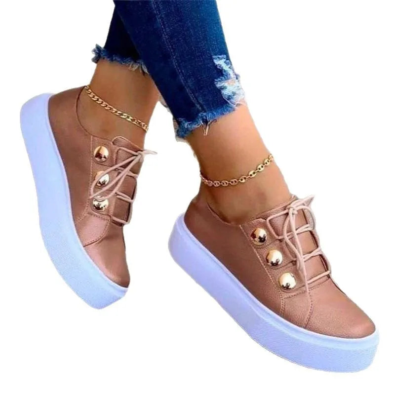 Women’s Platform Lace-Up Sneakers Non-Slip Casual Shoes