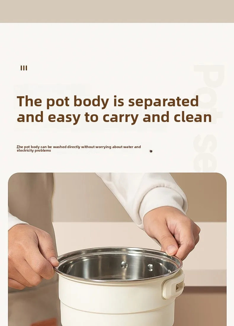 Electric Cooker 110V/220V Cooking Pot Foldable Hotpot 1.6L Portable Multi cookers Split Type Rice Cooker Frying Pan Home Travel