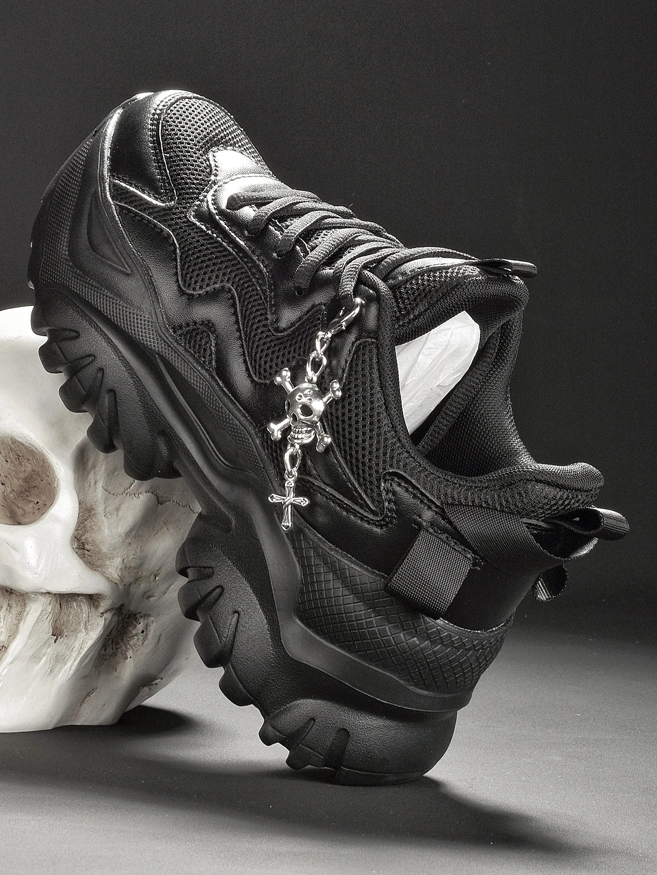 Women’s White Platform Sneakers – Punk Style Lace-Up Shoes