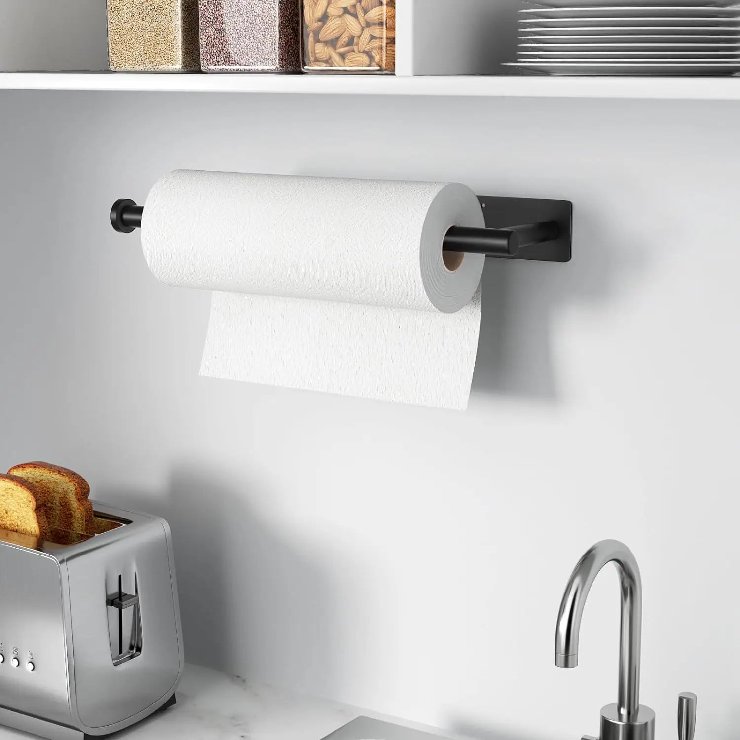 Paper Towel Holders for Kitchen Kitchen Roll Holder Paper Towels Self-Adhesive Under Cabinet Paper Towel Rack Stainless Steel