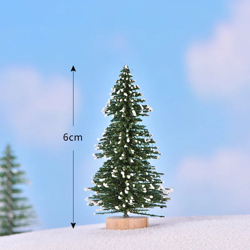 12Pcs DIY Mini Christmas Tree Sisal Silk Cedar Desktop Decoration Small Christmas Tree 2025 Xmas New Year Decor Micro-landscape