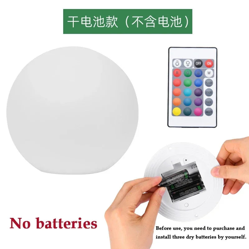 LED Ball Lamp Remote Control Outdoors Lawn Lamp Swimming Pool Wedding Party Holiday Home Decoration Courtyard Atmosphere Light