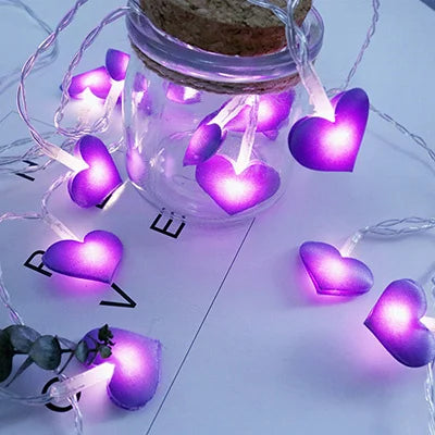 LED Heart Shape String Lights 1.5M 3M Indoor Fairy Lights Christmas Decoration Garland For Valentines Day Living Room Decoration