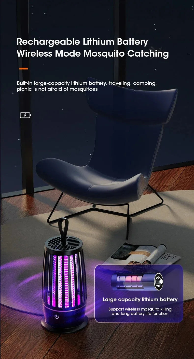 2 in 1 Rechargeable Mosquito Killer Lamp - Mute Anti-Mosquito with Timing Control USB Charging 360° trappin