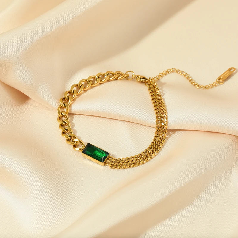 Green Crystal Necklace, Bracelet & Earrings Set