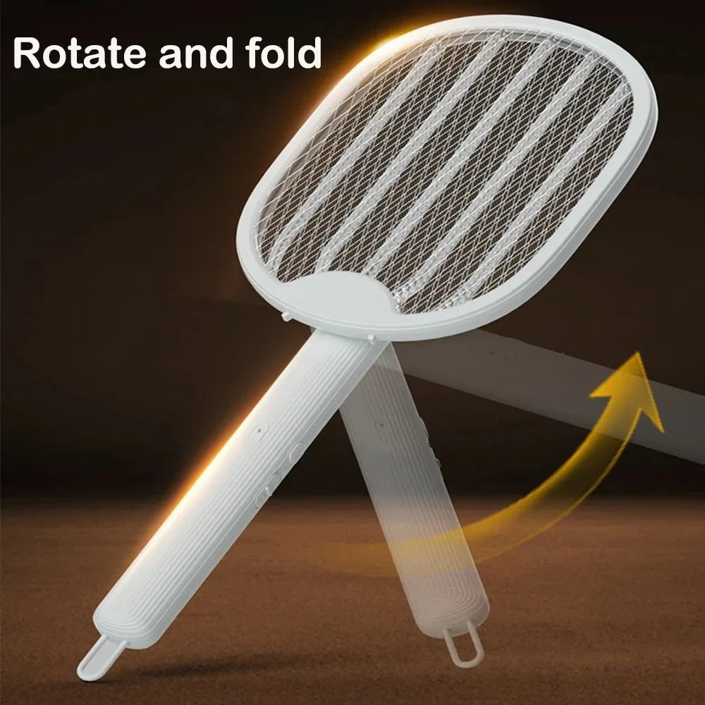 Foldable Electric Mosquito Swatter Safety Mesh USB Rechargeable Child Lock Portable for Travel Camping Indoor Outdoor Zapper