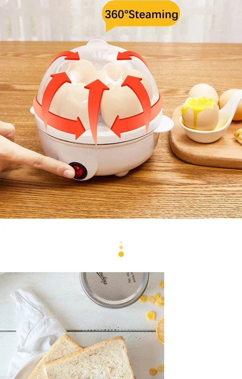 Electric Egg Cooker Automatic Steamer Double Layer Multi Function Breakfast Machine Mini Kitchen Appliance for Boiling Poaching