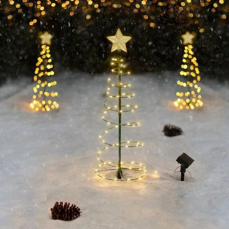 Solar Christmas TreeOutdoor Stand Garden LED Ground Lamp String Saterproof IP65 Star Lantern Decorative Home Decor