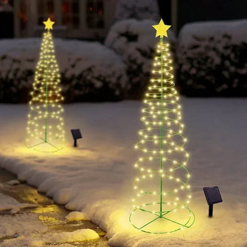Solar Christmas TreeOutdoor Stand Garden LED Ground Lamp String Saterproof IP65 Star Lantern Decorative Home Decor