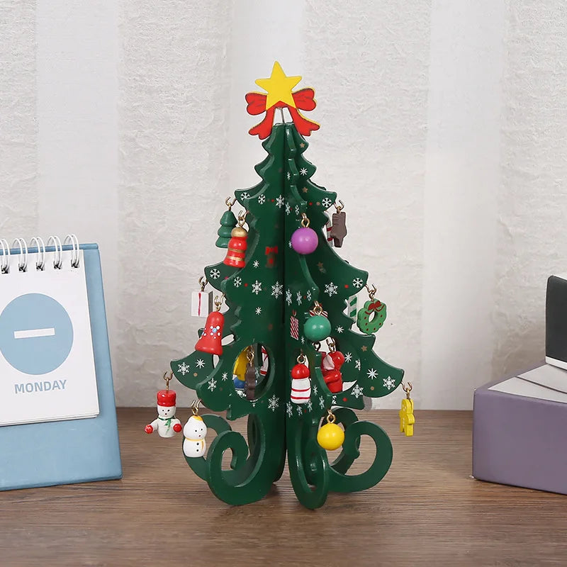 Christmas Tree Children's Handmade DIY Stereo Wooden Christmas Tree Scene Layout Christmas Decorations Ornaments Hot