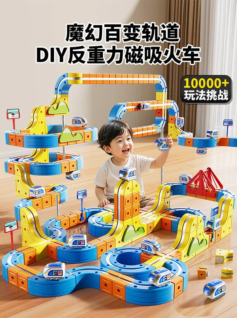 Hot Selling Magnetic Car Stem Racing Car Railtrack Set Montessori Motorized Train & Gravity Maze Toy Educational Gift For Kids