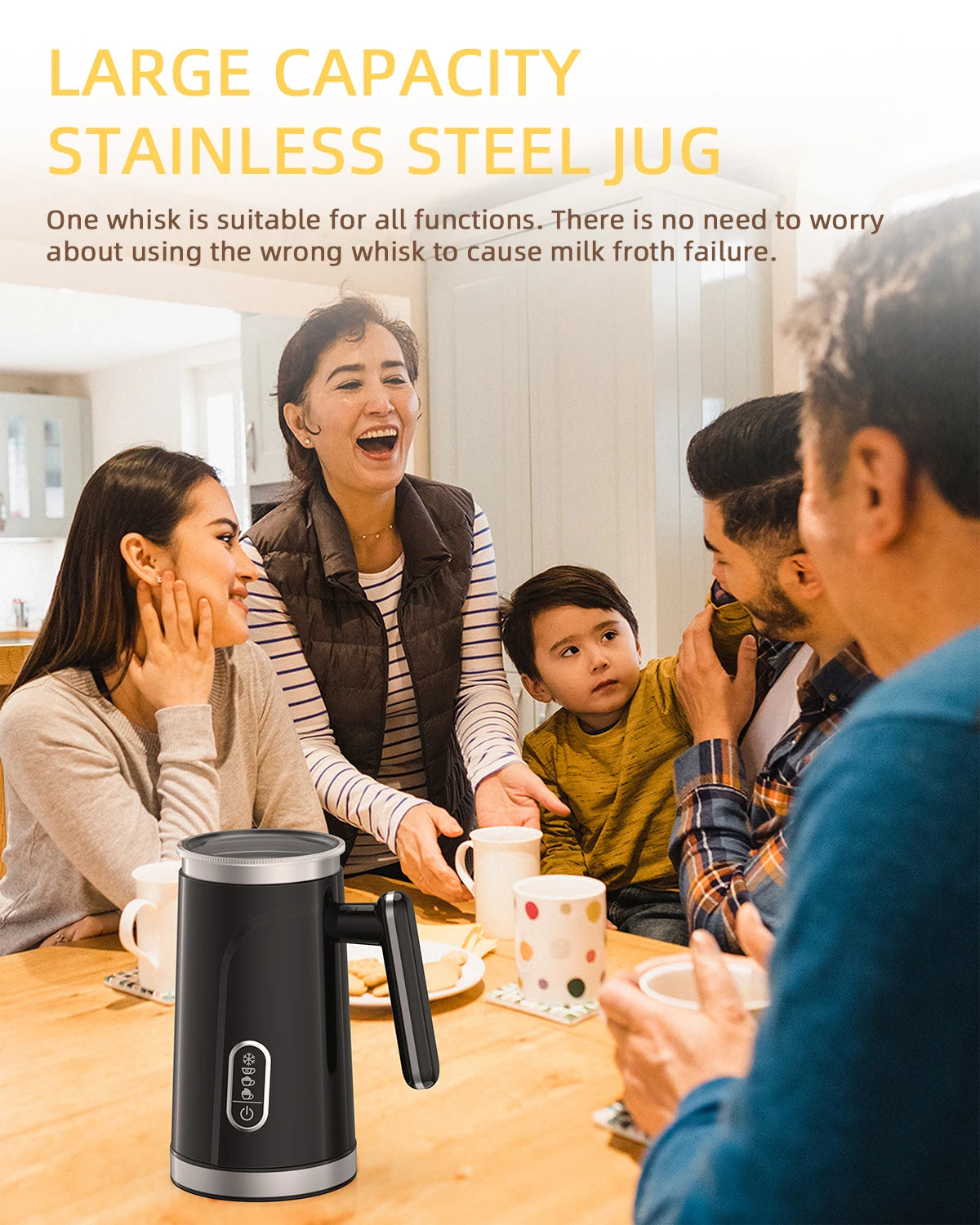 BioloMix 5-in-1 Smart Milk Frother w/LED Touch Display, Style Foam for Coffee & Lattes,Hot And Cold Foam Maker