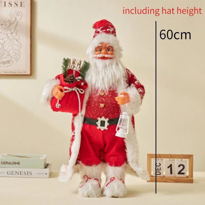 60cm Christmas Large Santa Claus Dolls Ornaments Standing Santa Figurine Doll Christmas Home Decoration Kids Gift navidad