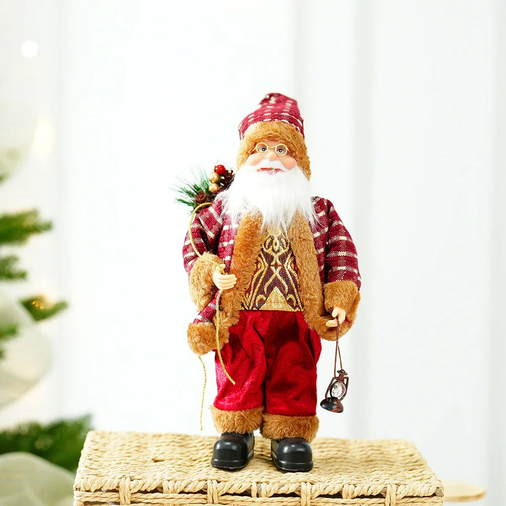 30cm Cute Santa Claus Doll Standing Santa Claus Statue 2025 Xmas Tree Ornament Christmas Decor Home Navidad Gift New Year 2026