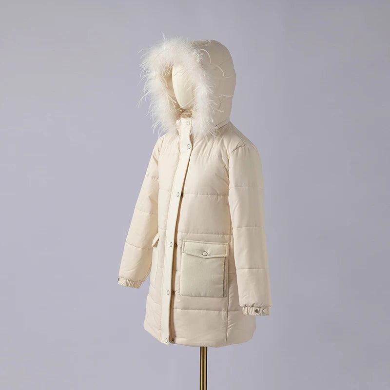 K1050W Women's Luxury Winter Coat High-Quality Long Thick Hooded Jacket for Ladies