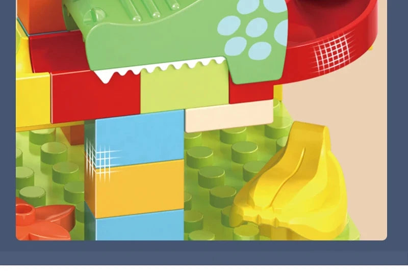 Marble Run Building Blocks Large Dinosaur Animals Slide Track Race Game Big Bricks STEM Educational Construction Toy Kids Gift